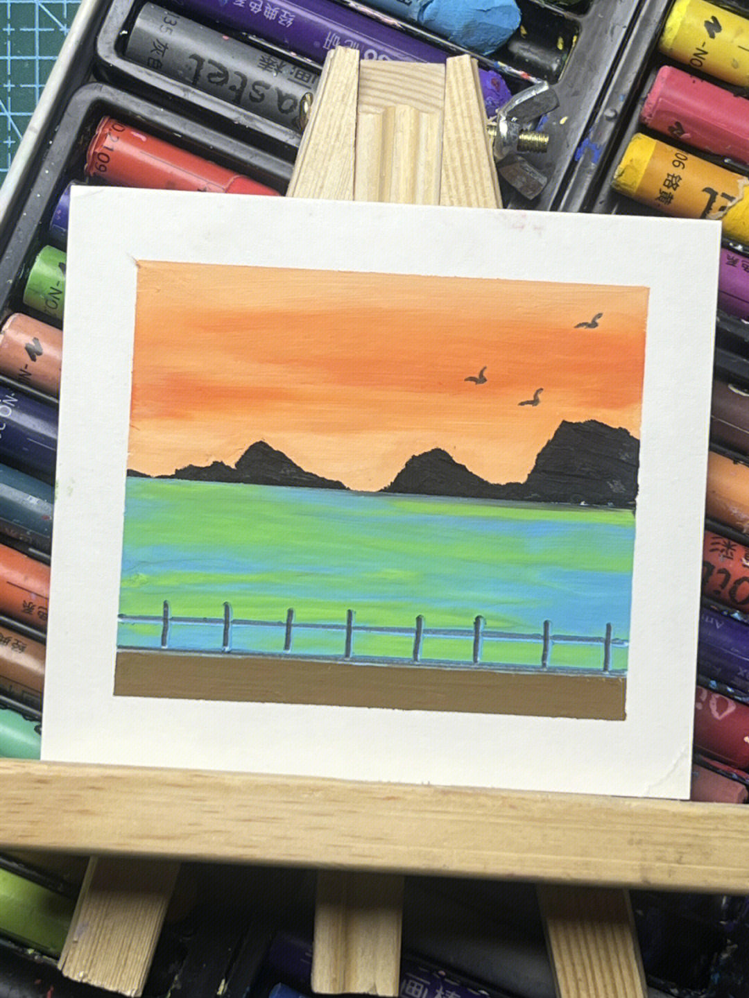 用油画棒画风景画
