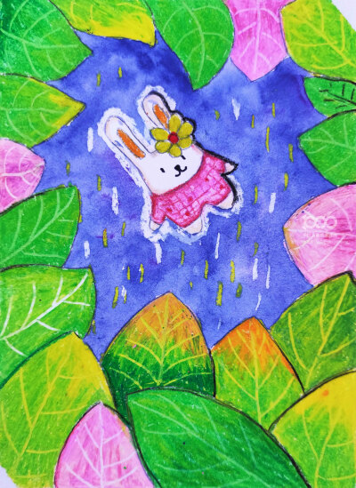幼儿油画棒绘画作品，探索色彩的无限可能