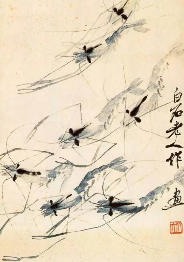 齐白石画虾，笔墨间的生命律动