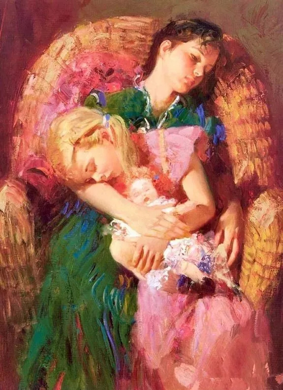 艳丽人物油画，色彩斑斓的灵魂画卷