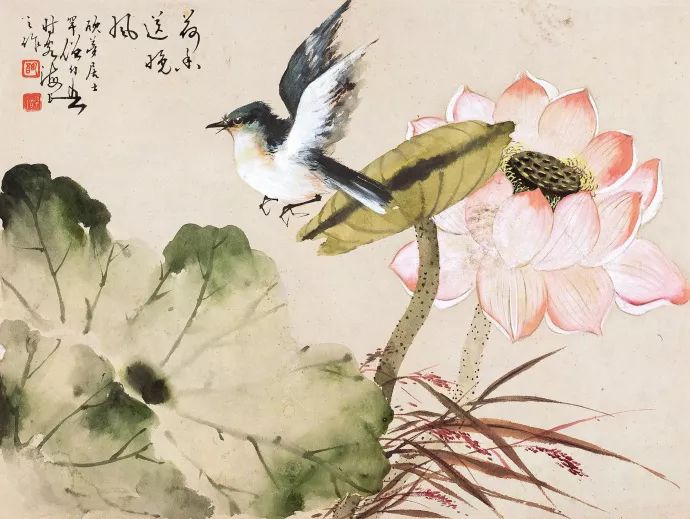 荷花国画，一池风雅，尽显东方韵味