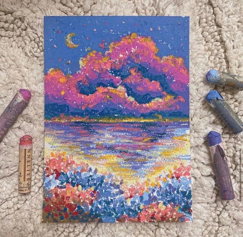 油画棒绘画教程，打造梦幻般的风景画作