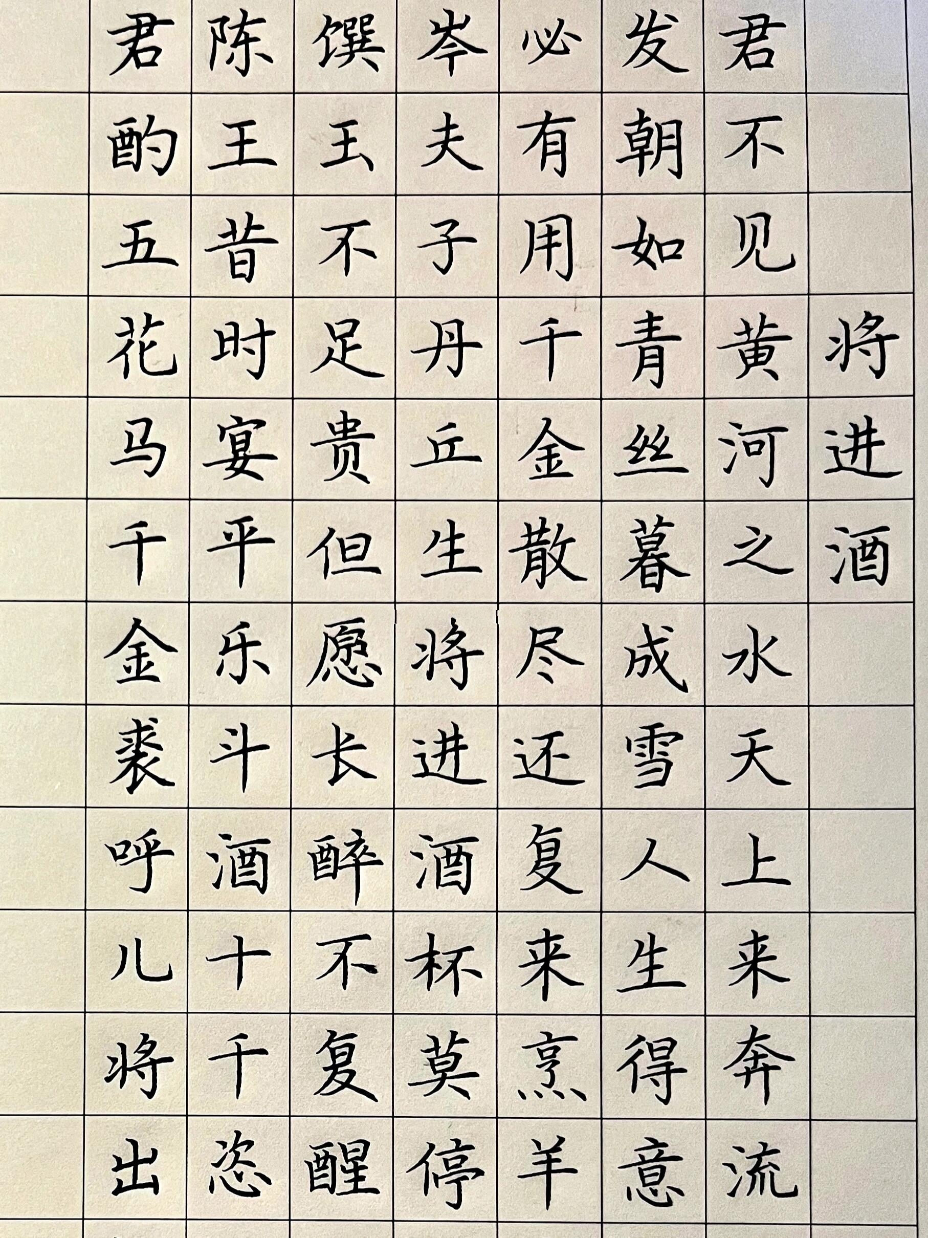 硬笔书法之美，将进酒的笔墨韵律