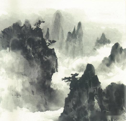 云雾山水画，大师笔下的仙境再现