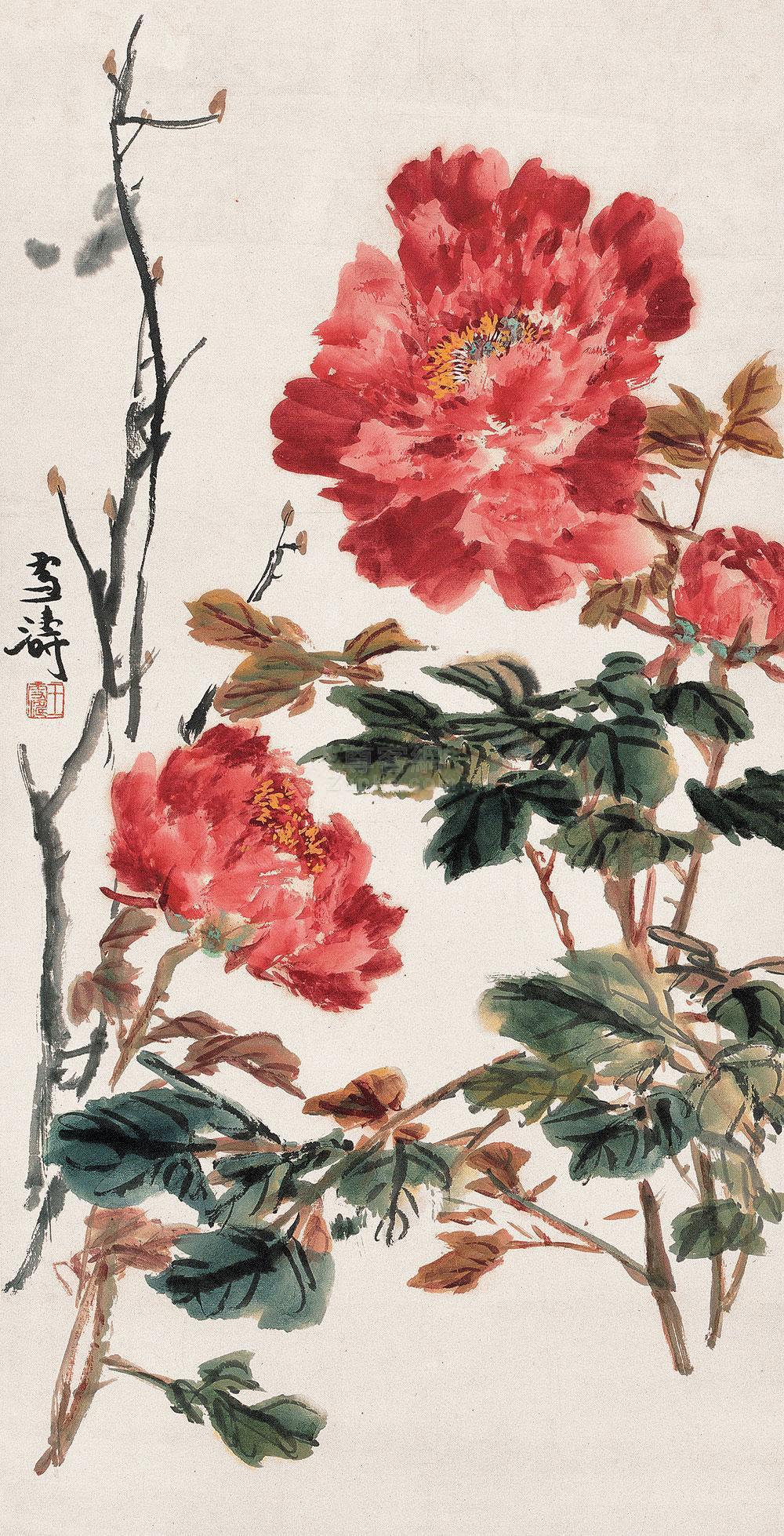 写意牡丹画作品欣赏，笔墨间的华贵与雅致