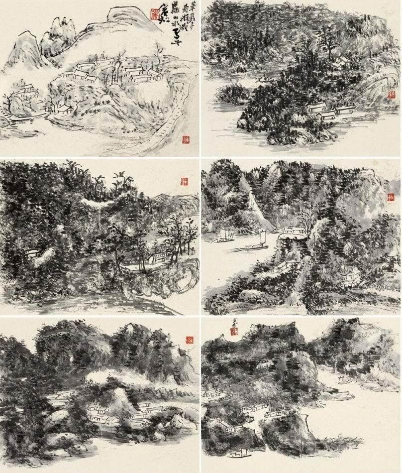 山水简笔画，简约之美，尽显自然之韵