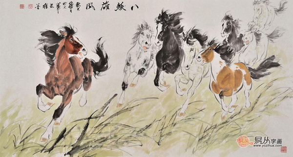八骏图国画，笔墨间的奔腾与韵律