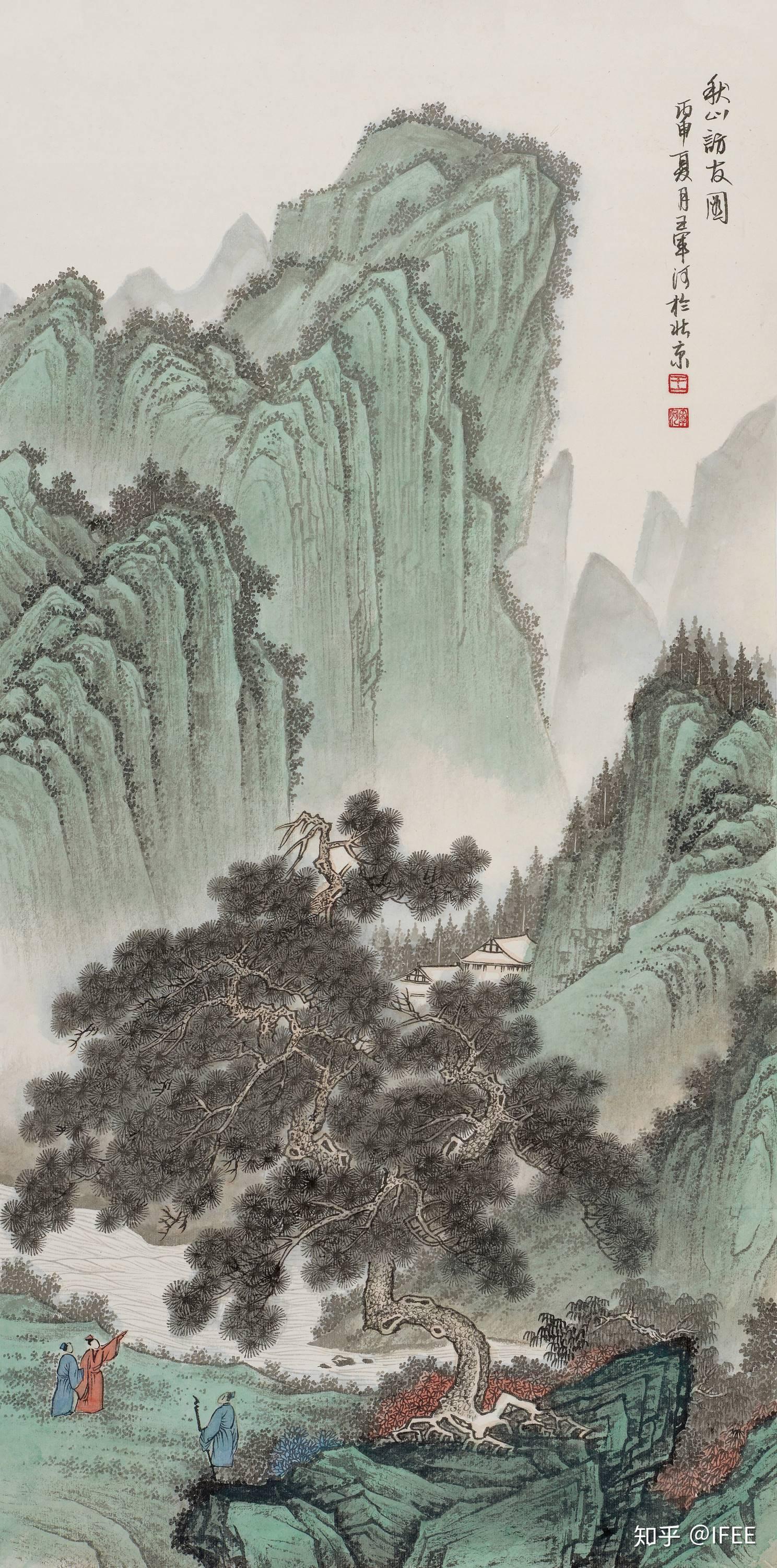 青绿山水画作品欣赏，一抹青绿，一卷诗意