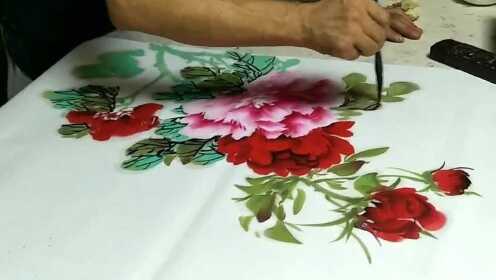 牡丹国画视频画法，一笔一墨绘出盛世华彩