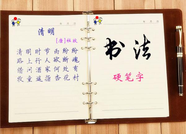 七言硬笔书法作品，楷书之美，跃然纸上