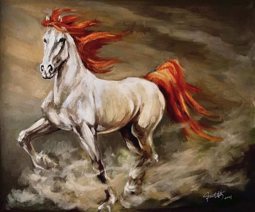 探索马的艺术，油画作品中的马之韵