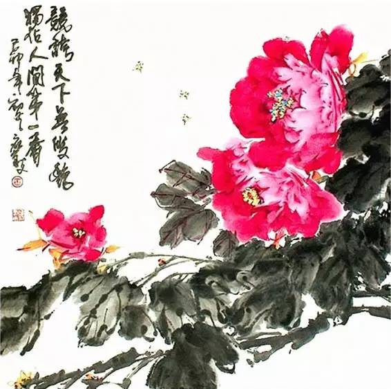 探索国画牡丹小写意之美，笔墨间的富贵与雅致