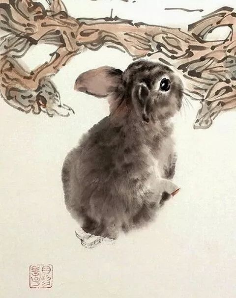 国画大师笔下的灵动兔子，传统与创新的和谐共舞