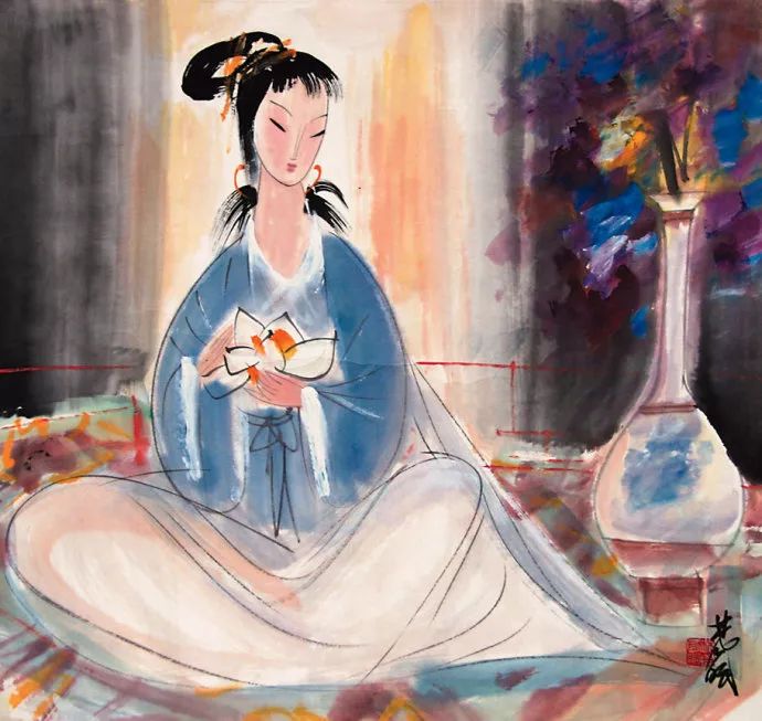 林风眠笔下的仕女图，传统与现代的诗意交融