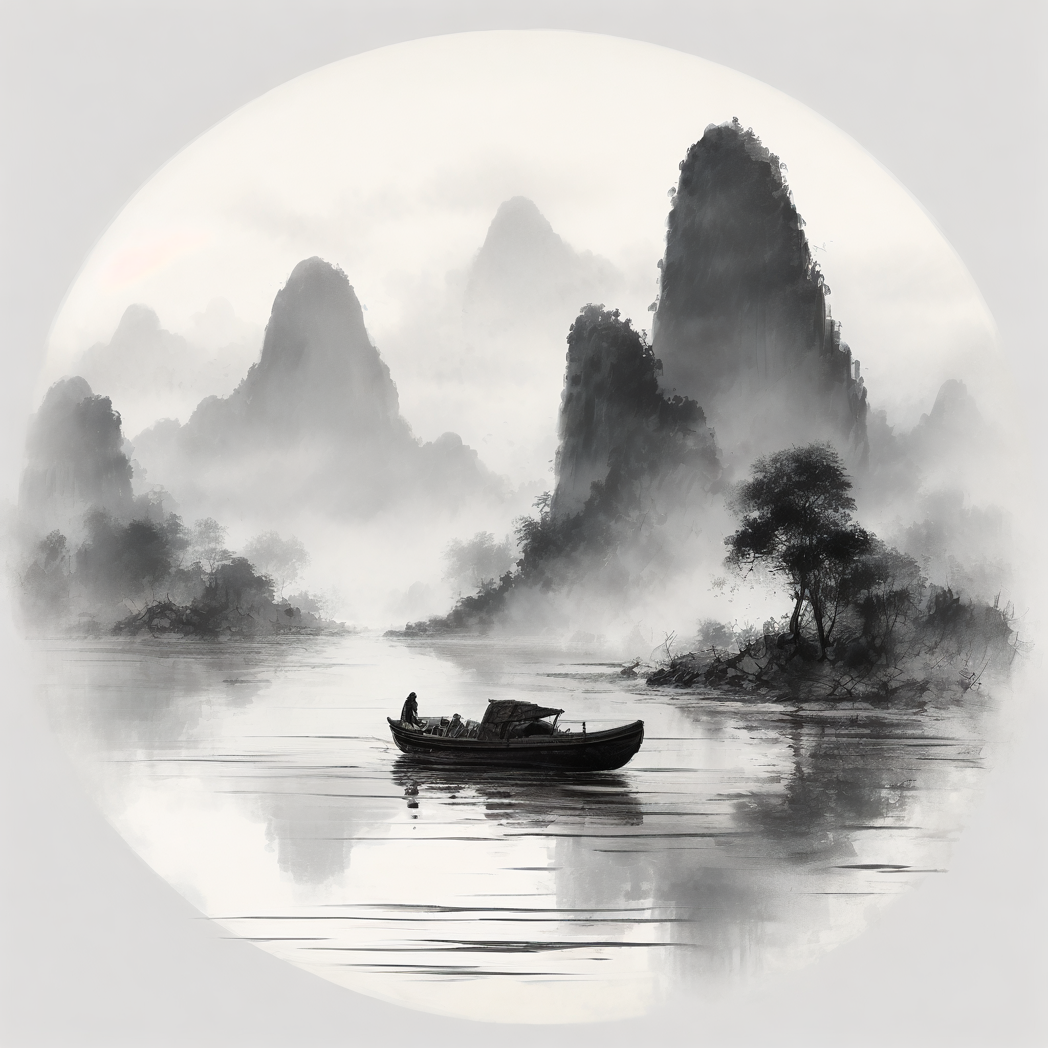 山水画，静谧之境的头像艺术
