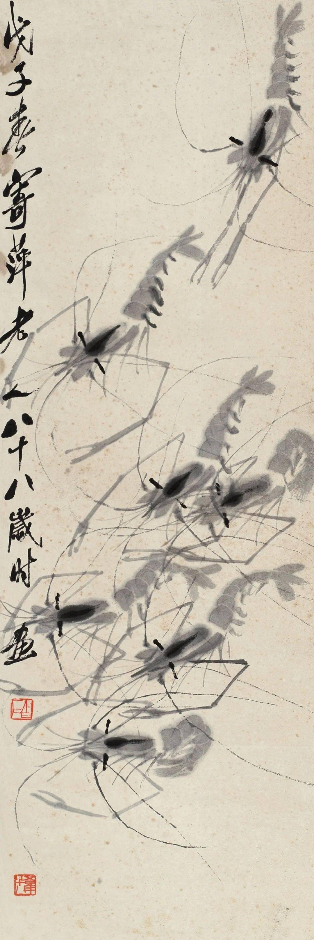 齐白石虾图片大全集，笔墨丹青中的灵动生命