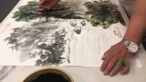 山水画染色技法视频，解锁传统艺术色彩的现代视角
