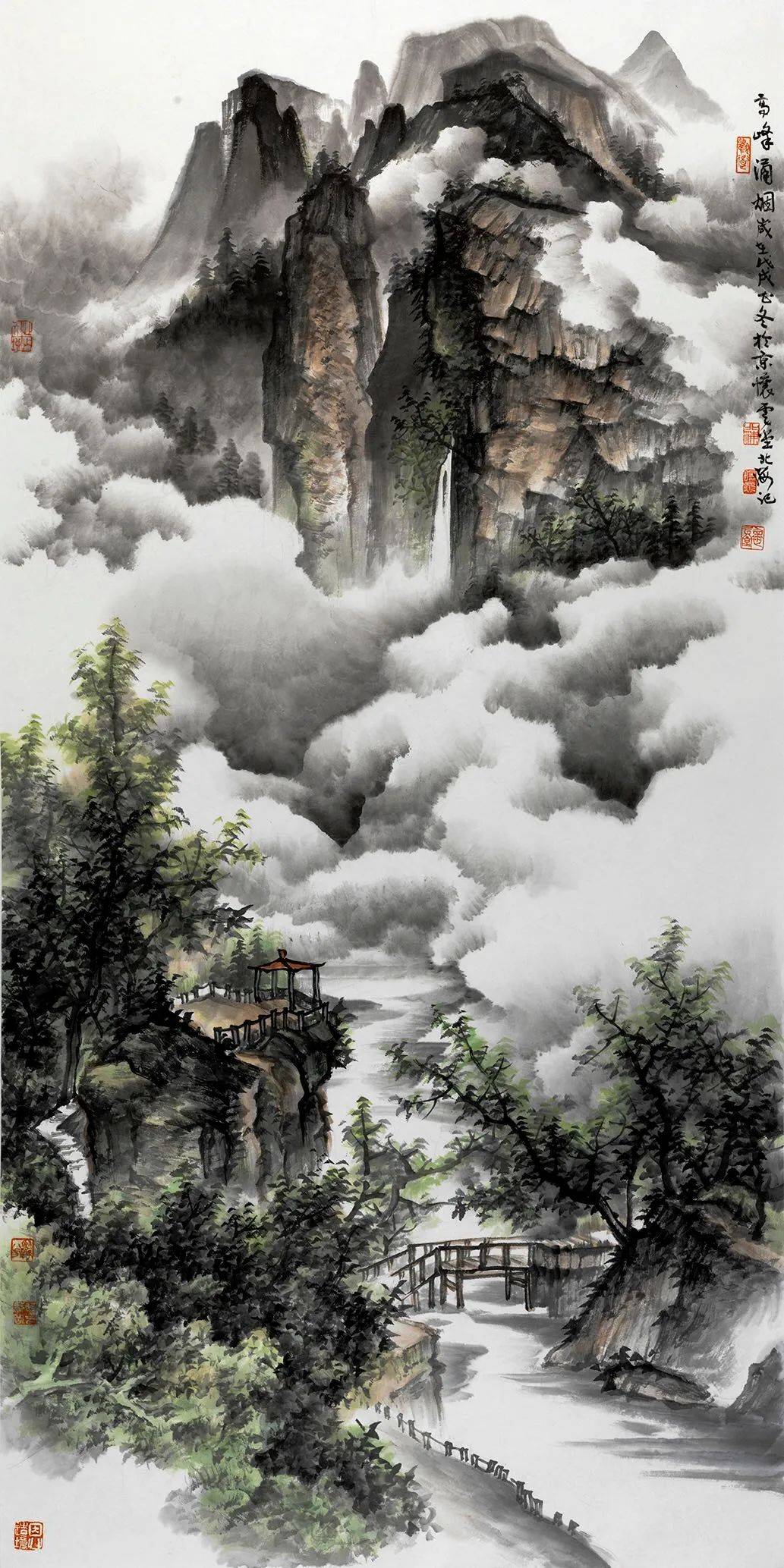 名家山水画作品图片，笔墨间的自然韵律与文化传承