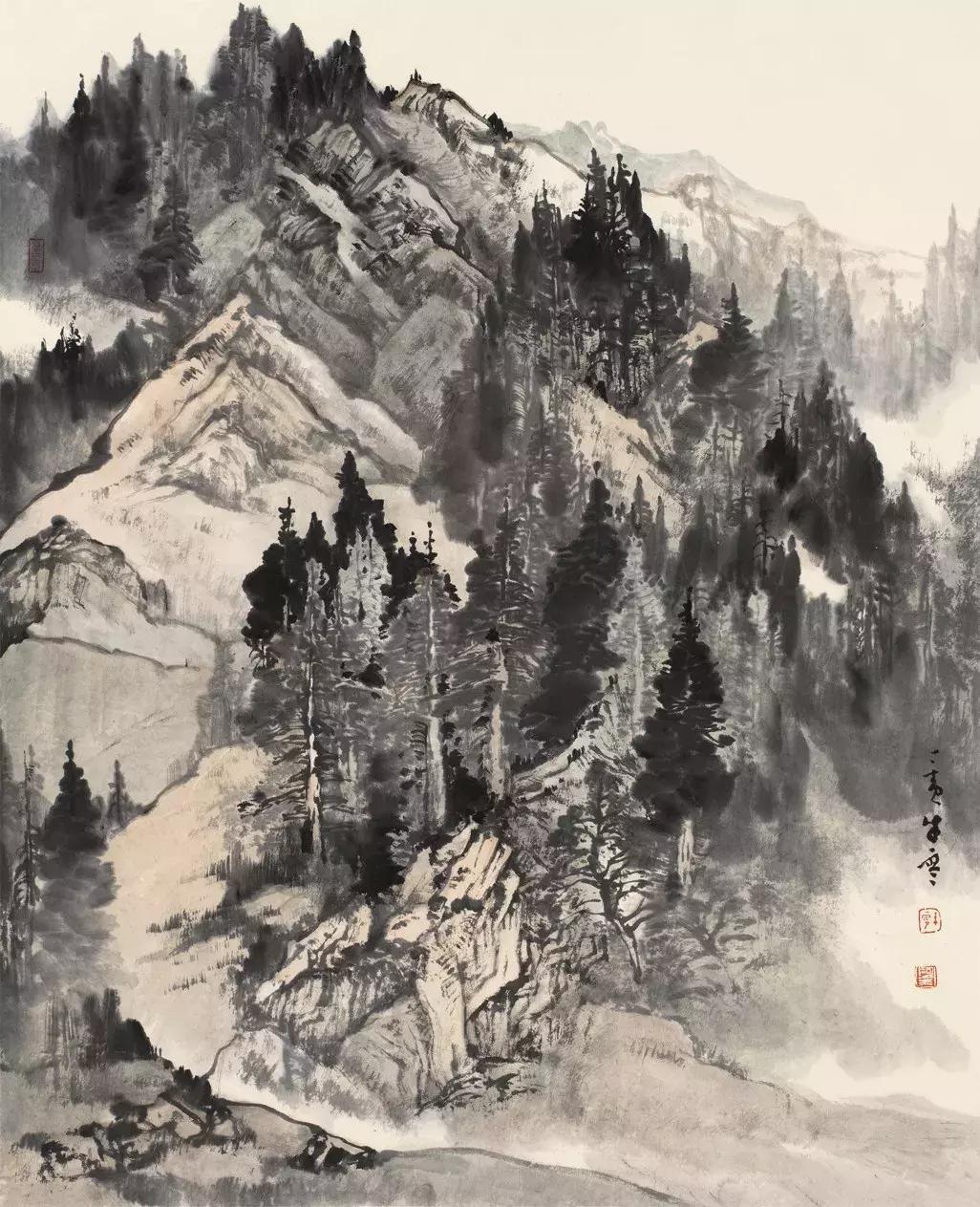 山水画经典作品，笔墨间的自然韵律与文化传承