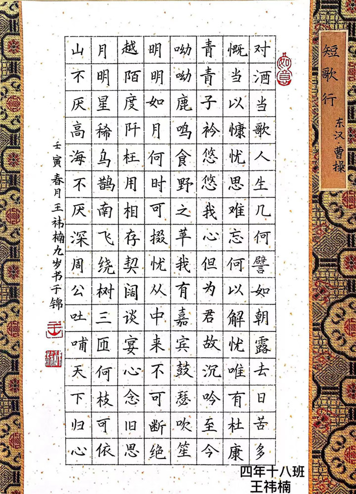 四年级硬笔书法作品赏析，一笔一划间展现童真与才情