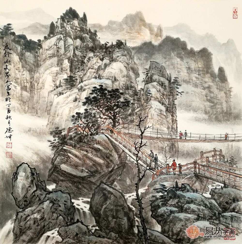 探索国画斗方山水画的艺术魅力，一幅作品，一片天地