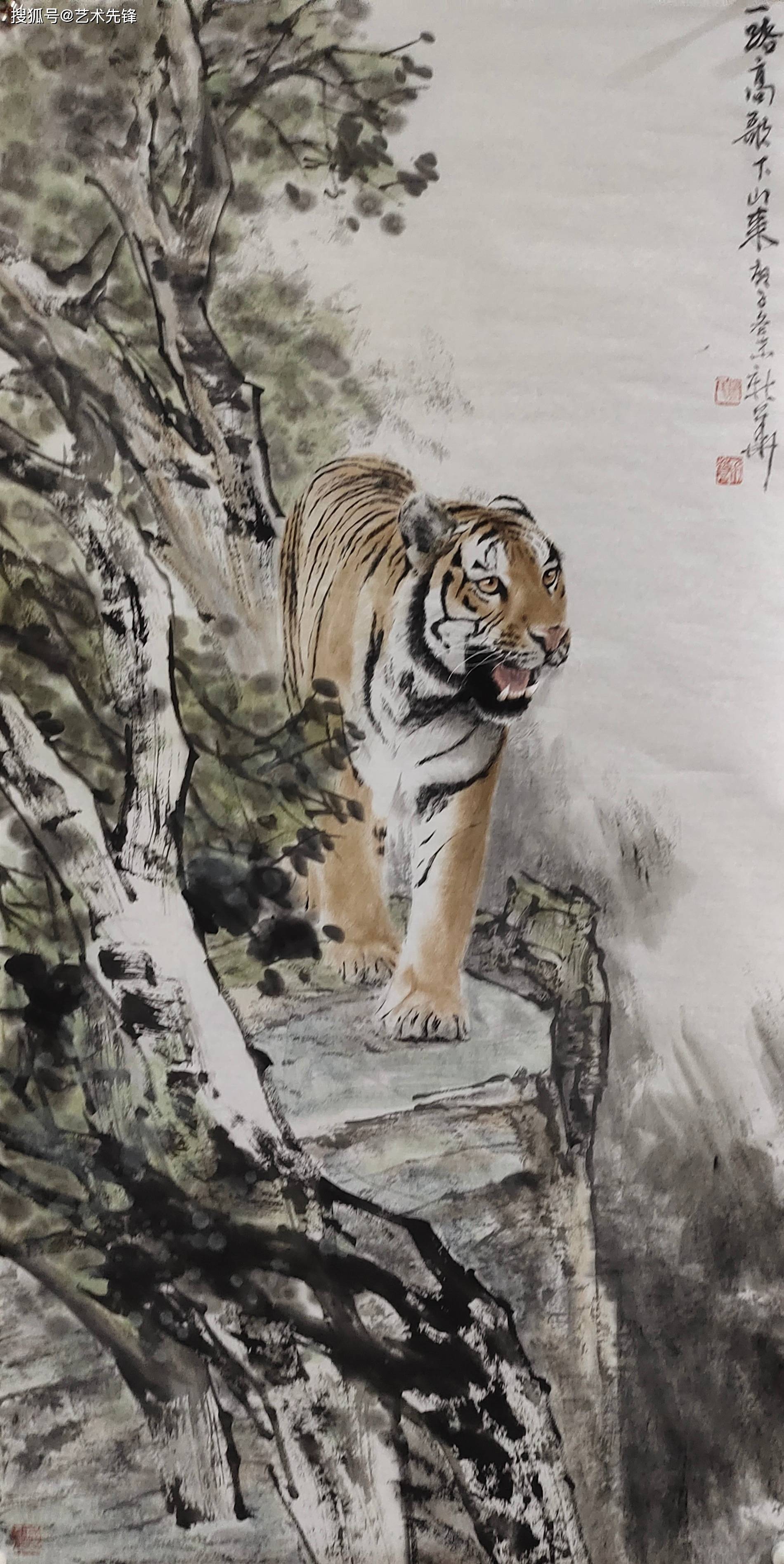 老虎画像，艺术与自然的壮丽交响