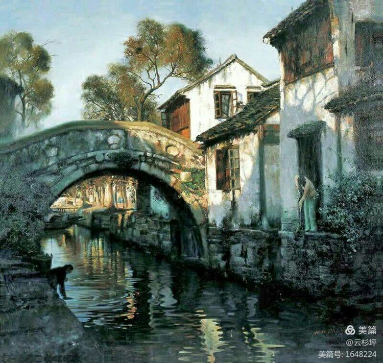 探寻周庄双桥的诗意画卷——陈逸飞油画的艺术魅力