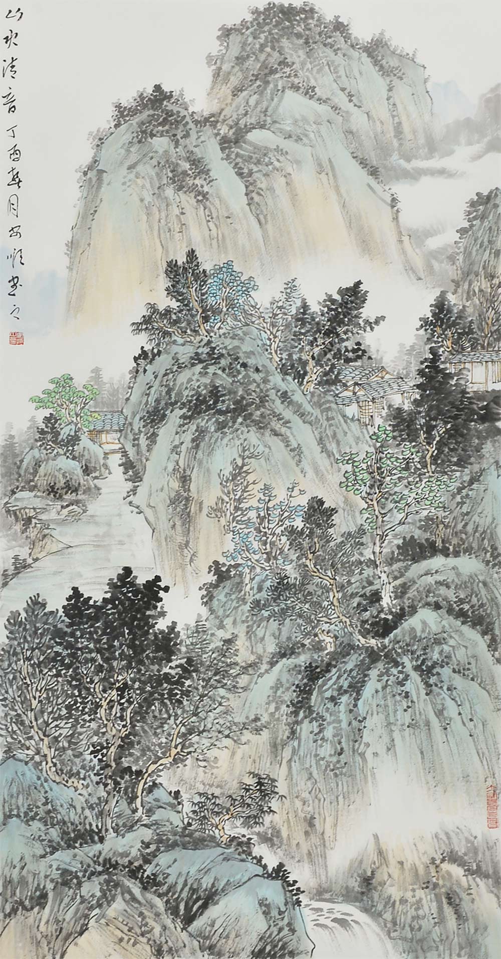 简单的国画山水，笔墨间的自然韵律