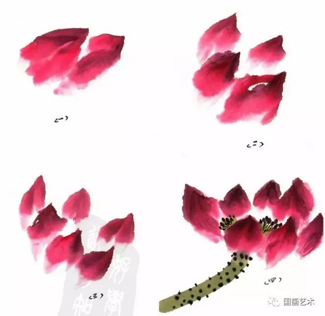 荷花国画入门，从视频教学到笔墨间的雅致