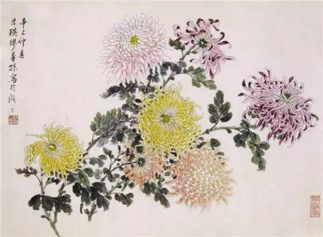 秋色正浓，国画菊花落款题字的艺术魅力