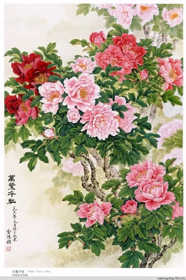 牡丹国画，四尺对开的艺术魅力