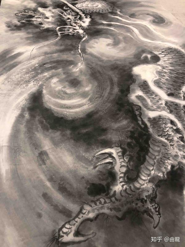 水墨画龙，笔墨间的灵动与神韵