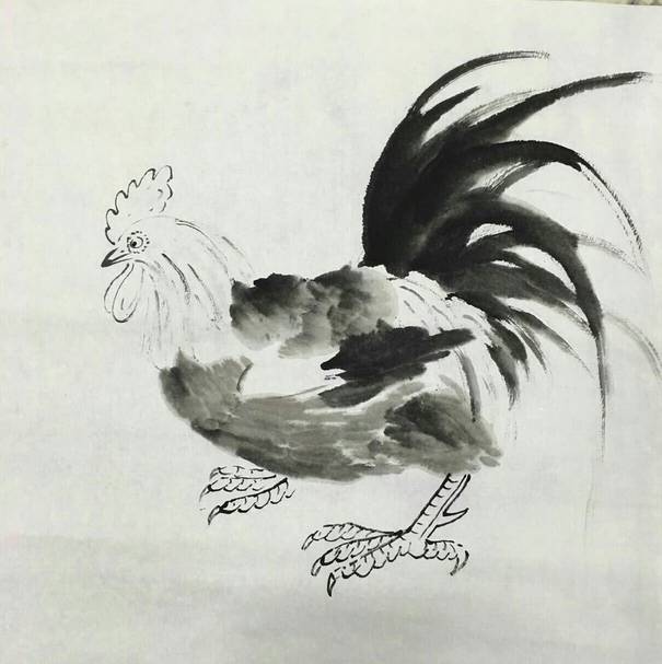 国画公鸡的画法教学视频，一笔一墨，绘出传统韵味