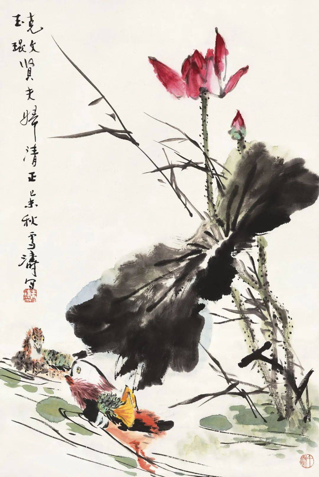 荷韵生辉，一睹荷花国画图片的绝美风姿