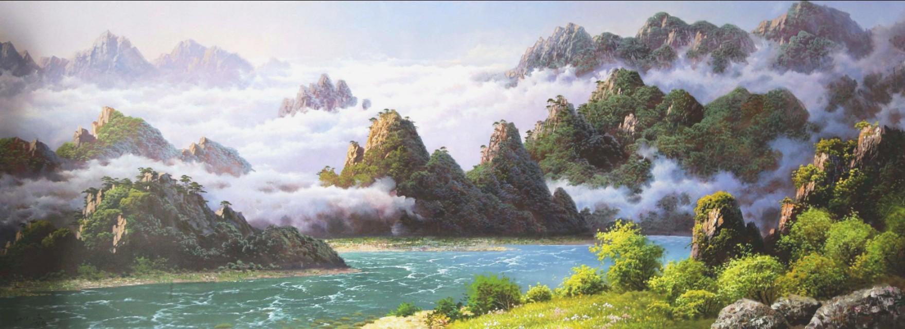 朝鲜油画风景，高清图鉴下的自然韵律