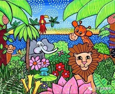 儿童画作，童真世界的色彩斑斓